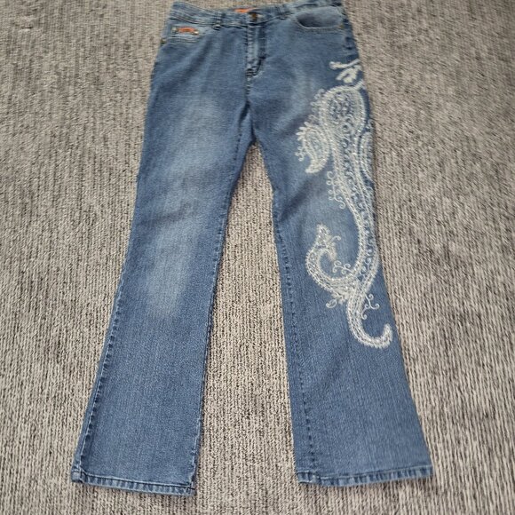 Paisley Embroidered Jeans - Picture 1 of 13